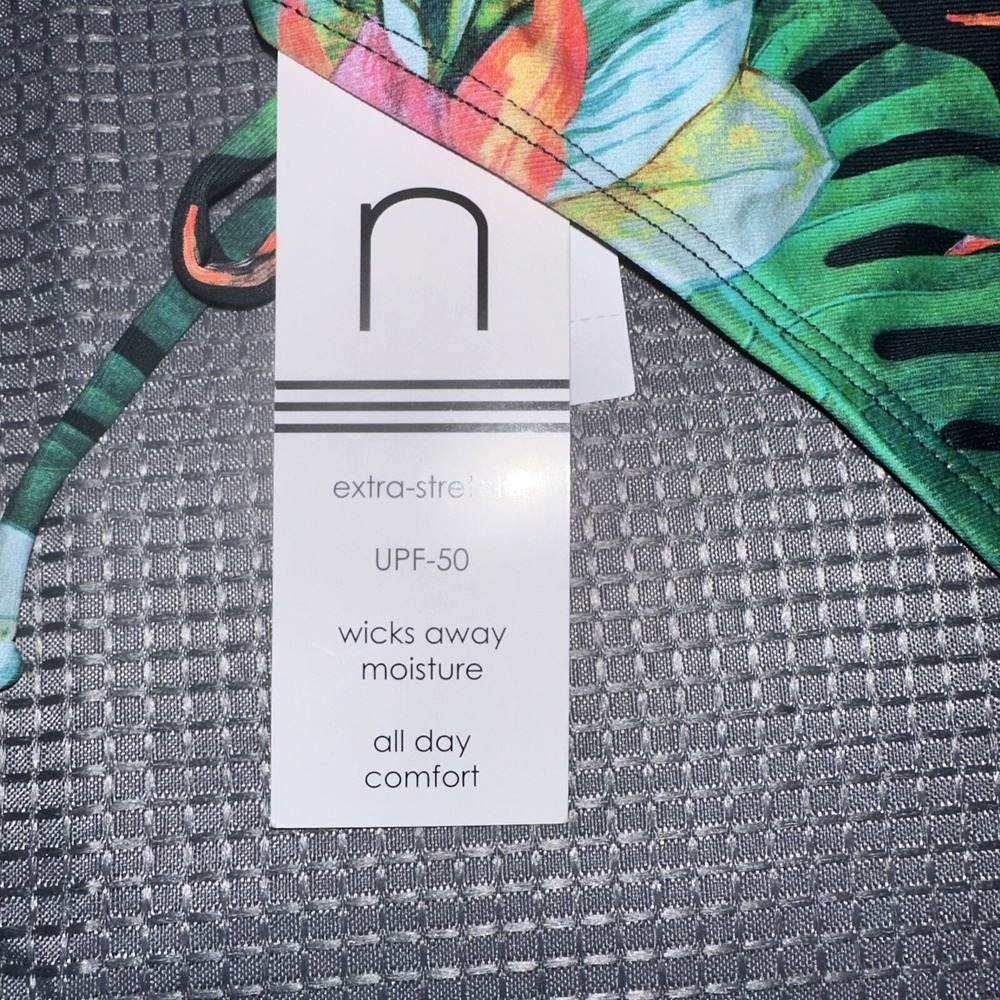 N BY NEXT LARGE MALDIVES MIDRISE PANTS SWIMSUIT BOTTOMS BLK FLOWERS NWT - Picture 3 of 4